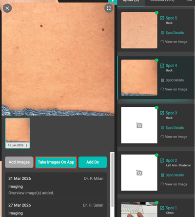 2c. Spot Details and Take Images on App