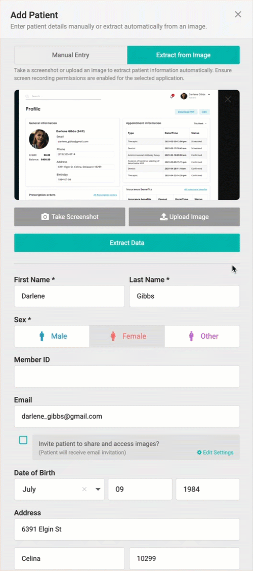 Extract Data. Add Patient.
